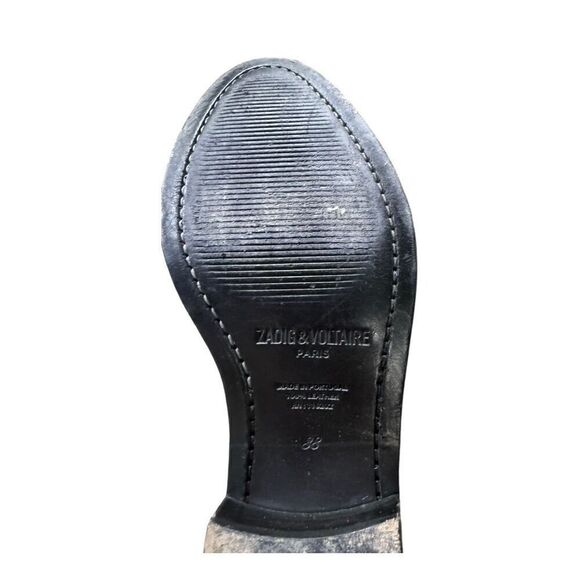 Zadig & Voltaire Cracked Leather Motorcycle Booties Boots Size 38 - Picture 6 of 6